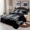 3 Piece Modern & Contemporary Fleece Sherpa Comforter Set King Size Allover Eiffel Tower Motifs Print Black White Hues Diamond Quilted Fluffy Comfy Soft Luxury All Seasons Down Alternative Comforter view 1