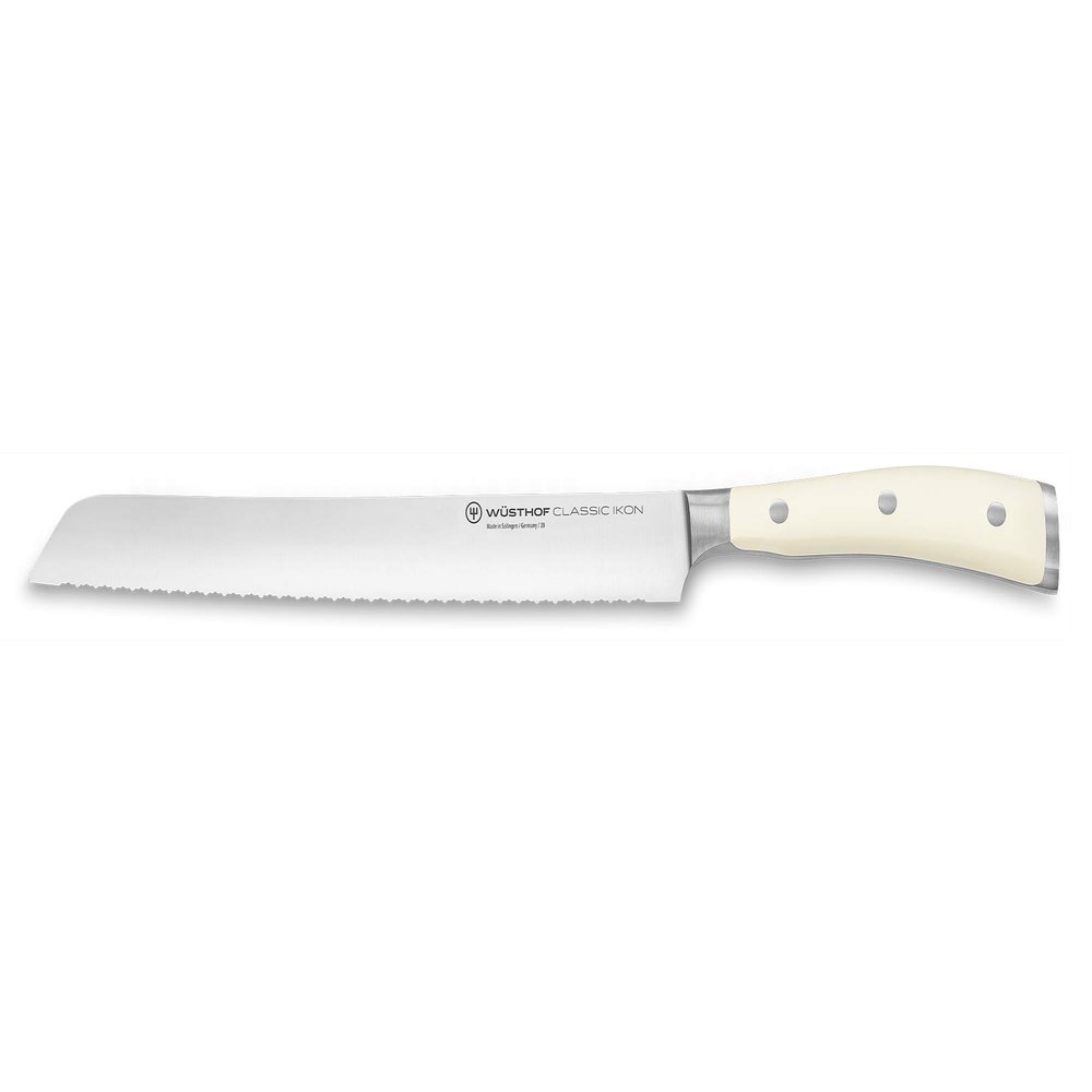 Wsthof Brotmesser 23 cm Klinge mit Przisions-Doppelwelle, Classic Ikon Crme (1040431123), geschmiedet, extrem scharfes Sgemesser, weier Griff