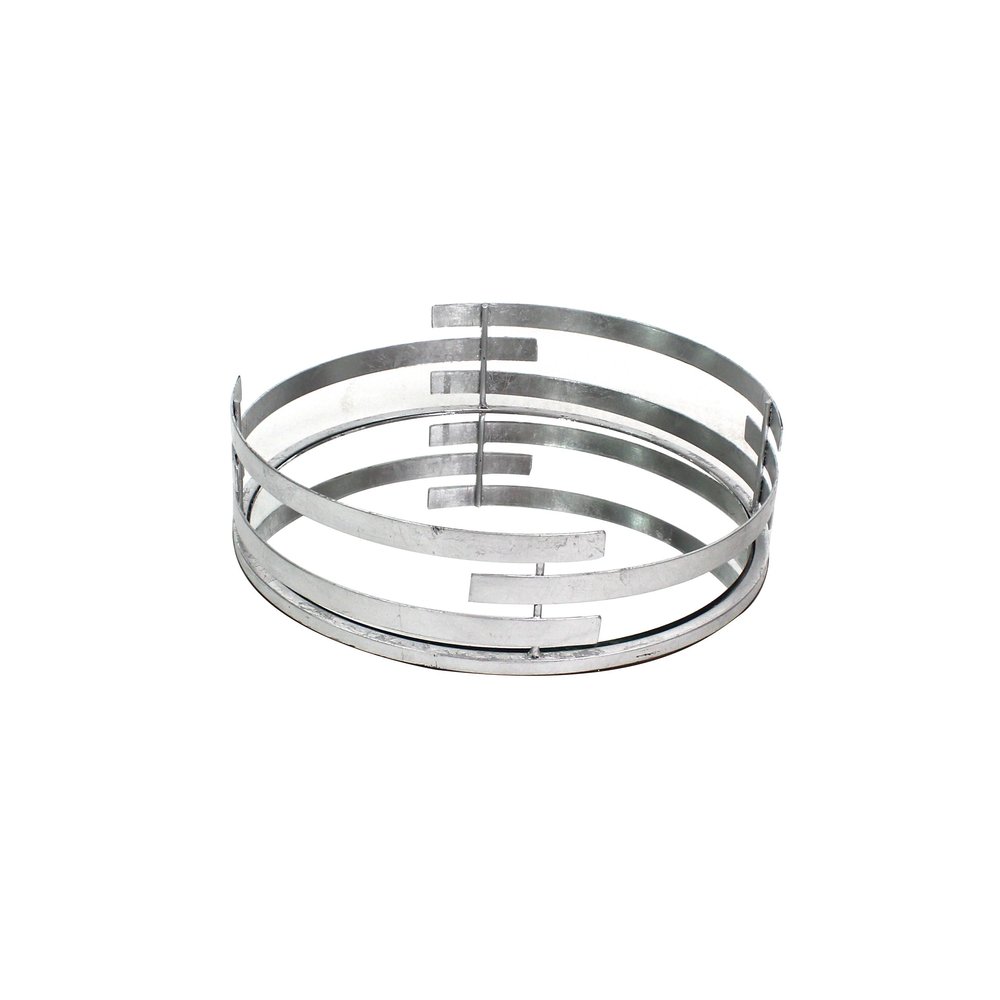 Benjara Round Metal Tray with Mirror Panel Inserts, Silver