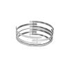Benjara Round Metal Tray with Mirror Panel Inserts, Silver view 1