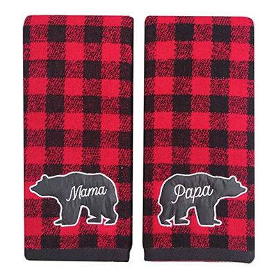St. Nicholas Square Set of 2 Christmas Seasonal Monogrammed Bathroom Kitchen Hand Towels (Mama/Papa)
