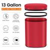 13 Gallon Stainless Steel Automatic Sensor Trash Can - No Touch Garbage Can Kitchen Waste Bin High-Capacity Bathroom Trash Can with Lid for Home Bedroom Office,Red view 2