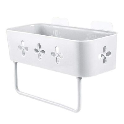 Bathroom Shelves WFF Floating Shelves BathroomKitchen Bathroom Organizer Wall Storage Rack Stick Type Shower Shelf Basket Floor (Color : White)