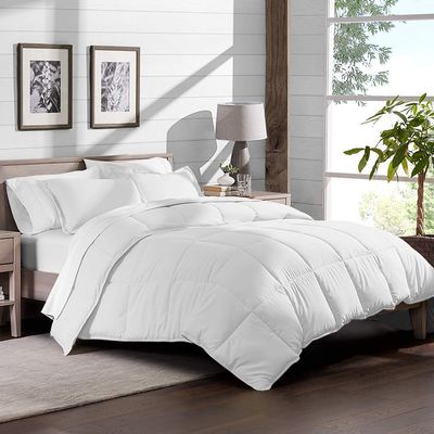 Axia Linen & things Hotel Quality 2 Piece Comforter Set 100% Egyptian Cotton 1 Pcs Comforter 300 GSM 1 Pcs Reversible Duvet Cover 800 Thread Count Pattern Solid (Expanded Queen, White,Solid)