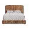 Benjara Hand Woven Banana Leaf Eastern King Bed with Chamfered Legs, Brown view 4