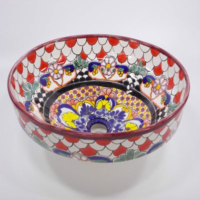 17" TALAVERA SINK drop in (semi-recessed) mexican handmade hand painted ceramic