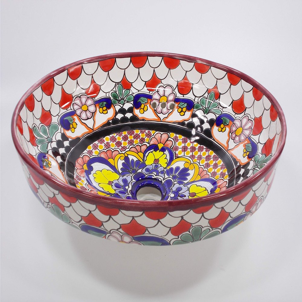 17" TALAVERA SINK drop in (semi-recessed) mexican handmade hand painted ceramic