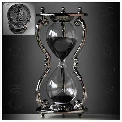 Black Antique Decorative Hourglass Sand Timer - 30 Minute, Unique Vintage 12 Constellations Metal Art Hour Glass for Office Desk Home Decor - Birthday Gift,Virgo