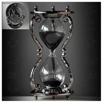 Black Antique Decorative Hourglass Sand Timer - 30 Minute, Unique Vintage 12 Constellations Metal Art Hour Glass for Office Desk Home Decor - Birthday Gift,Capricorn