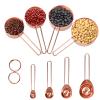 8 Pcs Measuring Cups and Spoons Set Intsun Stainless Steel Rose Gold Measuring Cups & Spoons with Engraved Marking Ruler for Measuring Dry & Liquid Ingredients Baking Cooking, Mixing & Food Processing view 1