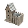 Cheung's 2 Story Bird House with Galvanized Pot in Yard Metal Birdhouse, Brown view 2