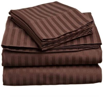 Recreational Vehicles, Campers Sheets 100% Cotton RV Size Sheet Set 400 TC Sheet Sets Easy Fit 8 Inch Deep Pocket Bedding Sheets | Cal-King (72" W X 84" L), Chocolate Stripe