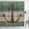 Ambesonne Anchor Shower Curtain, Marine Sailing Sea Symbol and Grungy Rustic Planks in a Neutral Camo Tone, Cloth Fabric Drape for Sea Themed Bathroom Decor Set with Hooks, 69" W x 75" L, Green Khaki view 1