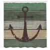 Ambesonne Anchor Shower Curtain, Marine Sailing Sea Symbol and Grungy Rustic Planks in a Neutral Camo Tone, Cloth Fabric Drape for Sea Themed Bathroom Decor Set with Hooks, 69" W x 75" L, Green Khaki view 2