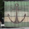 Ambesonne Anchor Shower Curtain, Marine Sailing Sea Symbol and Grungy Rustic Planks in a Neutral Camo Tone, Cloth Fabric Drape for Sea Themed Bathroom Decor Set with Hooks, 69" W x 75" L, Green Khaki view 3