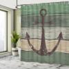 Ambesonne Anchor Shower Curtain, Marine Sailing Sea Symbol and Grungy Rustic Planks in a Neutral Camo Tone, Cloth Fabric Drape for Sea Themed Bathroom Decor Set with Hooks, 69" W x 75" L, Green Khaki view 4