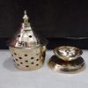 Bharat Haat Brass Akhand Jyoti Diya with Cover Divi Oil Lamp for Temple Oil Lamp Spiritual Oil Wick Lamp Small Deepak for Pooja Diwali Navratri Puja for Handicraft Art (6.3 inch,Yellow) BH07090 view 3