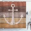 Ambesonne Anchor Shower Curtain, Rustic Nautical Theme Grunge Look Marine Design on Weathered Wooden Planks, Cloth Fabric Bathroom Decor Set with Hooks, 69" W x 84" L, Mustard Redbrown view 1