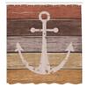 Ambesonne Anchor Shower Curtain, Rustic Nautical Theme Grunge Look Marine Design on Weathered Wooden Planks, Cloth Fabric Bathroom Decor Set with Hooks, 69" W x 84" L, Mustard Redbrown view 2