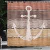 Ambesonne Anchor Shower Curtain, Rustic Nautical Theme Grunge Look Marine Design on Weathered Wooden Planks, Cloth Fabric Bathroom Decor Set with Hooks, 69" W x 84" L, Mustard Redbrown view 4