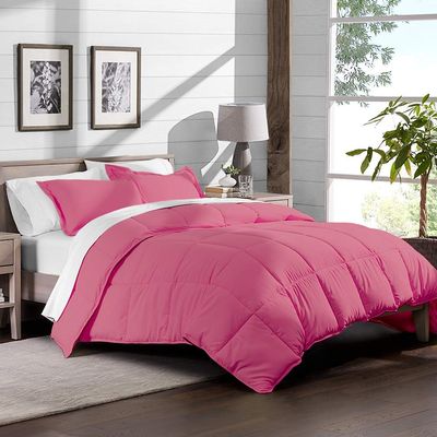 Axia Linen & things Hotel Quality 100% Egyptian Cotton 1 Pcs Comforter 300 GSM & 3 Pcs Duvet Cover 800 Thread Count Pattern Solid (Cal-Queen, Pink,Solid)