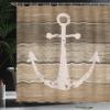 Ambesonne Anchor Shower Curtain, An Earthy Toned Nautical Rustic Sailor Design of Grunge Wooden Marine Ornament, Fabric Decoration Bathroom Decor for Bathtub Set with Hooks, 69" W x 84" L, Brown Camel view 3