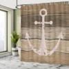 Ambesonne Anchor Shower Curtain, An Earthy Toned Nautical Rustic Sailor Design of Grunge Wooden Marine Ornament, Fabric Decoration Bathroom Decor for Bathtub Set with Hooks, 69" W x 84" L, Brown Camel view 4