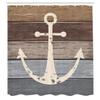 Ambesonne Anchor Shower Curtain, Sailor Sea Captain Theme Grunge Marine Ornament on Rustic Wooden Planks Nautical Theme, Cloth Fabric for Bathroom Home Decor Set with Hooks, 69" W x 70" L, Brown Grey view 2