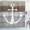 Ambesonne Anchor Shower Curtain, Grunge Style Nautical Ornament Timeworn Matine Pattern on Rustic Wooden Planks, Cloth Fabric Bathroom Decor Set with Hooks, 69" W x 84" L, Green Umber view 1