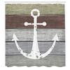 Ambesonne Anchor Shower Curtain, Grunge Style Nautical Ornament Timeworn Matine Pattern on Rustic Wooden Planks, Cloth Fabric Bathroom Decor Set with Hooks, 69" W x 84" L, Green Umber view 2