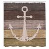 Ambesonne Anchor Shower Curtain, Timeworn Marine on Weathered Wooden Planks Rustic Nautical Theme in Earthy Tones, Cloth Fabric Bathroom Decor Set with Hooks, 69" W x 70" L, Taupe Khaki view 2
