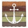 Ambesonne Anchor Shower Curtain, Rustic Style Marine Sailing Themed Ornament on Grunge Weathered Wooden Planks, Cloth Fabric Bathroom Decor Set with Hooks, 69" W x 84" L, Khaki Ginger view 2