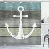 Ambesonne Anchor Shower Curtain, Timeworn Marine Theme Rustic Nautical Pattern on Weathered Wooden Planks, Cloth Fabric Bathroom Decor Set with Hooks, 69" W x 75" L, Green Grey