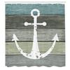 Ambesonne Anchor Shower Curtain, Timeworn Marine Theme Rustic Nautical Pattern on Weathered Wooden Planks, Cloth Fabric Bathroom Decor Set with Hooks, 69" W x 75" L, Green Grey view 2