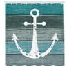 Ambesonne Anchor Shower Curtain, Rustic Beach Bathroom Decor Nautical Artwork on Wooden Planks Marine Theme, Cloth Fabric for Decoration Set with Hooks Home and House Accent, 69" W x 84" L, Teal Blue view 2
