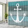 Ambesonne Anchor Shower Curtain, Rustic Beach Bathroom Decor Nautical Artwork on Wooden Planks Marine Theme, Cloth Fabric for Decoration Set with Hooks Home and House Accent, 69" W x 84" L, Teal Blue view 4