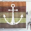 Ambesonne Anchor Shower Curtain, Rustic Style Marine Sailing on Ocean Themed Ornament on Grunge Wooden Planks, Cloth Fabric for Coastal Theme Bathroom Decor Set with Hooks, 69" W x 75" L, Khaki Ginger view 1