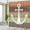 Ambesonne Anchor Shower Curtain, Rustic Style Marine Sailing on Ocean Themed Ornament on Grunge Wooden Planks, Cloth Fabric for Coastal Theme Bathroom Decor Set with Hooks, 69" W x 75" L, Khaki Ginger view 4