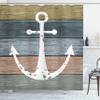 Ambesonne Anchor Shower Curtain, Timeworn Marine Pattern and Grunge Weathered Wooden Planks Rustic Style Nautical, Cloth Fabric Bathroom Decor Set with Hooks, 69" W x 84" L, Khaki Teal view 1