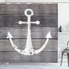 Ambesonne Anchor Shower Curtain, Grunge Style Pattern of Marine Ornament on Rustic Maritime Wooden Planks, Cloth Fabric for Home Bathroom Decor Essentials Set with 12 Hooks, 69" W x 75" L, Taupe Dust view 1