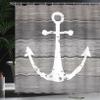 Ambesonne Anchor Shower Curtain, Grunge Style Pattern of Marine Ornament on Rustic Maritime Wooden Planks, Cloth Fabric for Home Bathroom Decor Essentials Set with 12 Hooks, 69" W x 75" L, Taupe Dust view 3