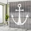 Ambesonne Anchor Shower Curtain, Grunge Style Pattern of Marine Ornament on Rustic Maritime Wooden Planks, Cloth Fabric for Home Bathroom Decor Essentials Set with 12 Hooks, 69" W x 75" L, Taupe Dust view 4