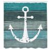 Ambesonne Anchor Shower Curtain, Rustic Nautical Artwork on Wooden Planks Marine Theme, Cloth for Home Decor Fabric Guest Bathroom and Powder Room Decorations Set with Hooks, 69" W x 75" L, Teal Blue view 2