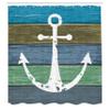 Ambesonne Anchor Shower Curtain, Grunge Rustic Design Maritime Pattern on Drawing Planks Art, Cloth Fabric for Bathroom Nautical Home and House Restroom Large Set with Hooks, 69" W x 84" L, Blue Khaki view 2