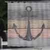 Ambesonne Anchor Shower Curtain, Grunge Look Marine Sailor Pattern and Timeworn Weathered Wooden Planks, Cloth Fabric Bathroom Decor Set with Hooks, 69" W x 84" L, Grey Salmon view 3