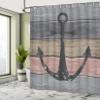 Ambesonne Anchor Shower Curtain, Grunge Look Marine Sailor Pattern and Timeworn Weathered Wooden Planks, Cloth Fabric Bathroom Decor Set with Hooks, 69" W x 84" L, Grey Salmon view 4