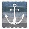 Ambesonne Anchor Blue Pattern Shower Curtain with Hooks Nautical Style Rustic Illustration of Timeworn Marine Motif Old Weathered Planks Oceanic Farm House Decor for Bathroom 69" W x 70" L Cadet Grey view 2