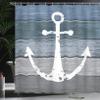 Ambesonne Anchor Blue Pattern Shower Curtain with Hooks Nautical Style Rustic Illustration of Timeworn Marine Motif Old Weathered Planks Oceanic Farm House Decor for Bathroom 69" W x 70" L Cadet Grey view 4