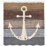 Ambesonne Anchor Shower Curtain, Grunge Marine Ornament on Weathered Rustic Wooden Planks Nautical Theme Print, Cloth Fabric Bathroom Decor Set with Hooks, 69" W x 84" L, Brown Grey view 2