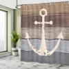 Ambesonne Anchor Shower Curtain, Grunge Marine Ornament on Weathered Rustic Wooden Planks Nautical Theme Print, Cloth Fabric Bathroom Decor Set with Hooks, 69" W x 84" L, Brown Grey view 4
